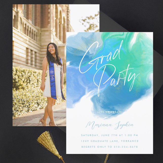 Colour Wash Blue Green Grad Party Invitation (Creator Uploaded)