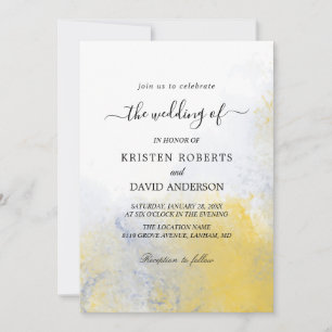 colour wash yellow and blue wedding invitation