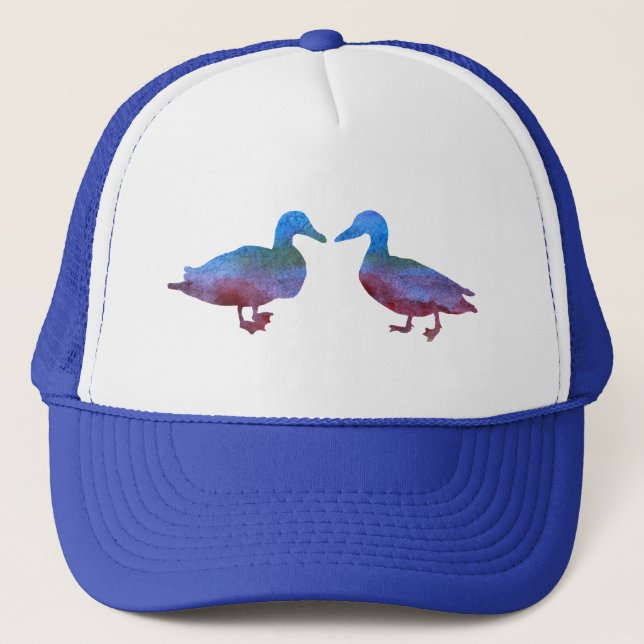 Colour Washed Kissing Ducks Trucker Hat (Front)