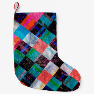 Colour watercolor retro background with geometric  small christmas stocking