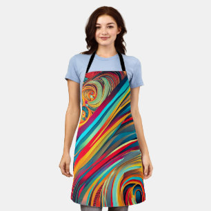 Colour Wave Fusion – Modern Abstract Swirl Art Apron