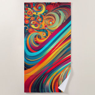 Colour Wave Fusion – Modern Abstract Swirl Art Beach Towel