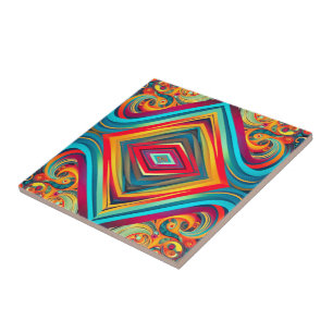 Colour Wave Fusion – Modern Abstract Swirl Art Ceramic Tile