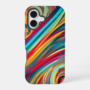Colour Wave Fusion – Modern Abstract Swirl Art iPhone 16 Case