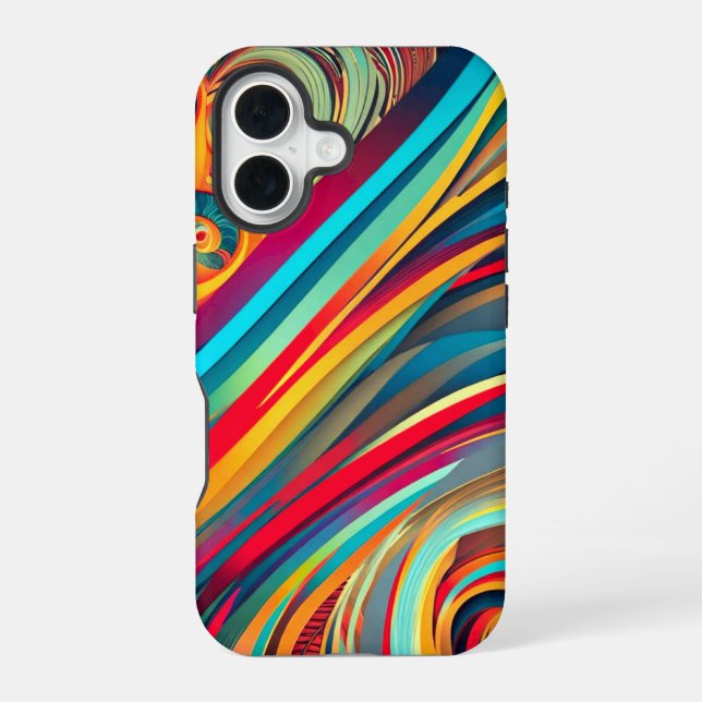 Colour Wave Fusion – Modern Abstract Swirl Art iPhone 16 Case (Back)