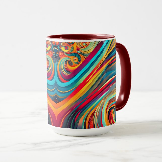 Colour Wave Fusion – Modern Abstract Swirl Art Mug (Front Right)