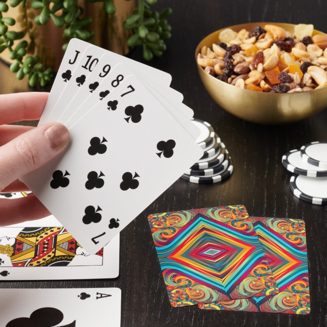 Colour Wave Fusion – Modern Abstract Swirl Art Playing Cards (In Situ)
