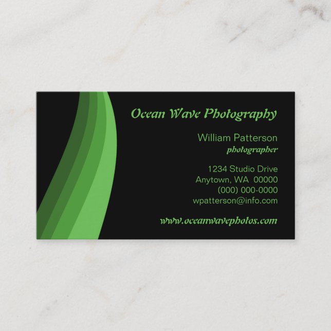 Colour Waves Business Card, Green Card (Front)