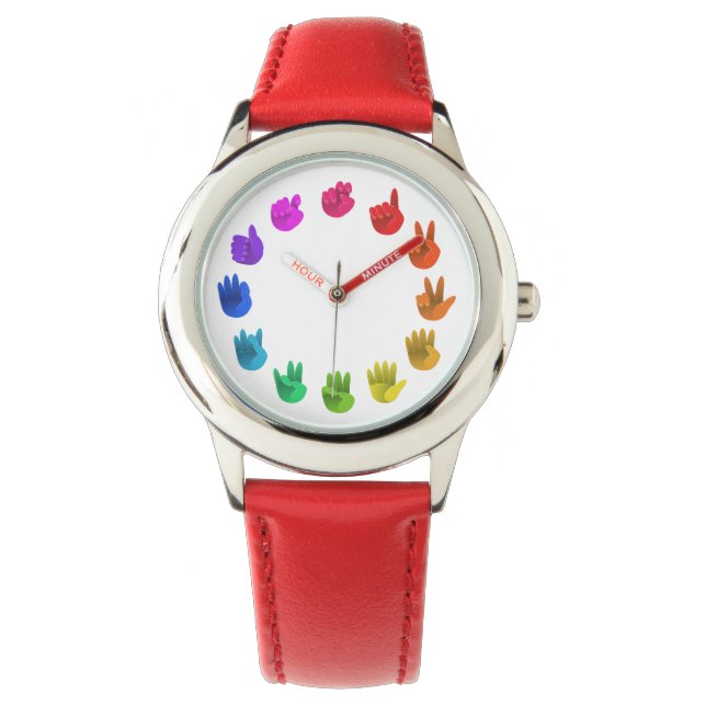 Colour wheel asl sign language numbers watch (Front)