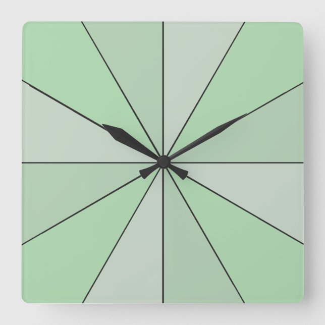 Colour Wheel Green Square Wall Clock (Front)