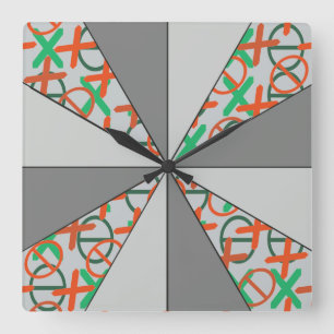 Colour Wheel Grey adjustable with Pattern Square Wall Clock