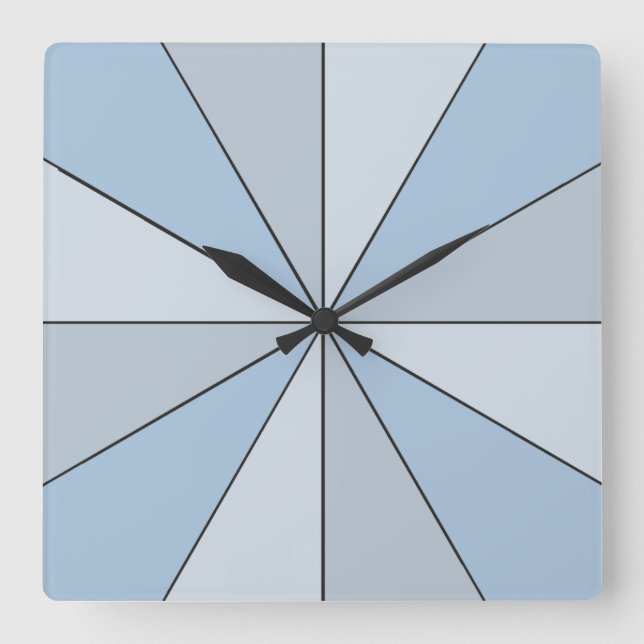 Colour Wheel Minimalistic Blue Square Wall Clock (Front)