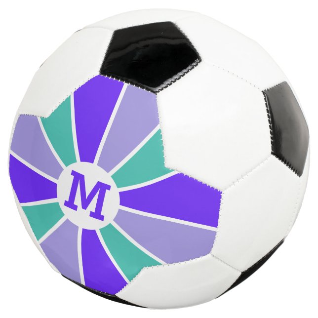 Colour Wheel / Rays custom monogram soccer ball (Three Quarter)