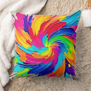 Colour Whirl: Abstract Art Cushion