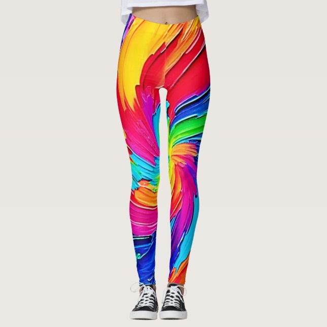 Colour Whirl: Abstract Art Leggings (Front)