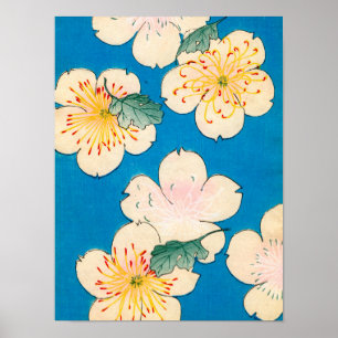 Colour Woodblock Print of Dogwood Blossoms