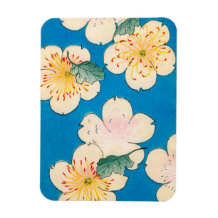 Colour Woodblock Print of Dogwood Blossoms Magnet