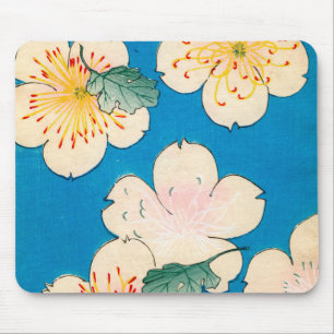 Colour Woodblock Print of Dogwood Blossoms Mouse Pad