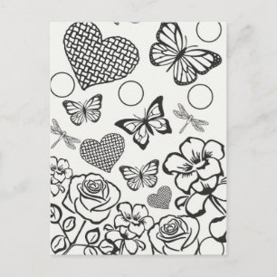 Colour your own adult colouring teen postcard