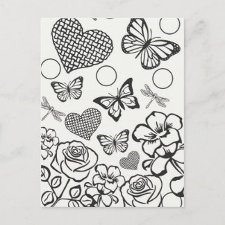 Colour your own adult colouring teen postcard