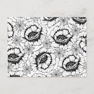 Colour Your Own Anemone Flowers Postcard