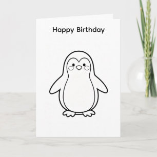 Colour your own birthday card penguin design