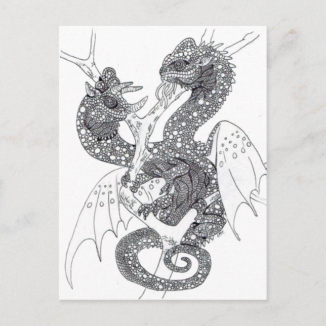Colour your own Chameleon Dragons Postcard (Front)