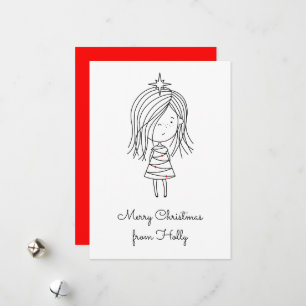 Colour Your Own Christmas Lights Girl Holiday Card