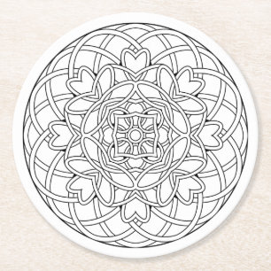 Colour Your Own Colouring Book Design Complex Round Paper Coaster