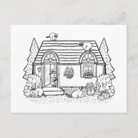 Colour Your Own Cosy House and Raccoons Blank