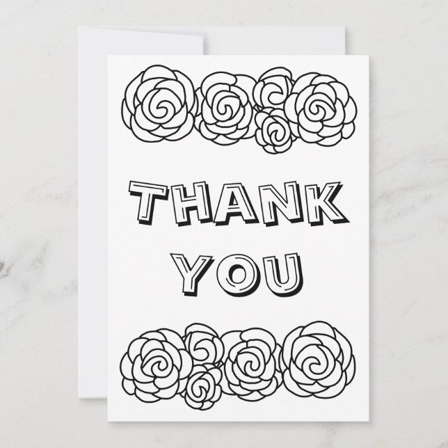 Colour Your Own Customisable Thank You Card Roses (Front)