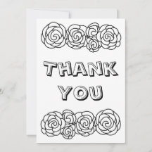 Colour Your Own Customisable Thank You Card Roses