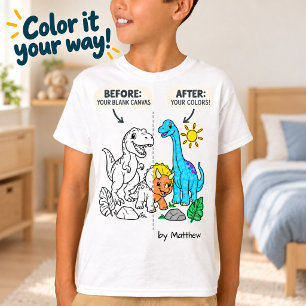 Colour Your Own Dinosaur Kids Name Colouring T-Shirt