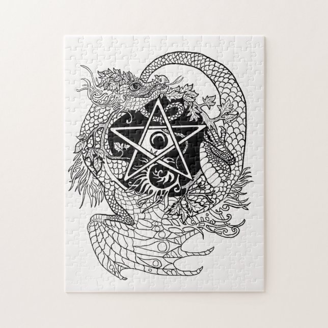 Colour your own Dragon Pentacle Jigsaw Puzzle (Vertical)