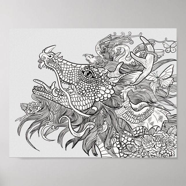 Colour your Own Enchantment Dragon Poster (Front)