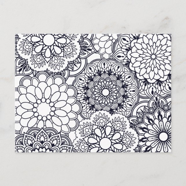 Colour Your Own Floral Mandalas Postcard (Front)