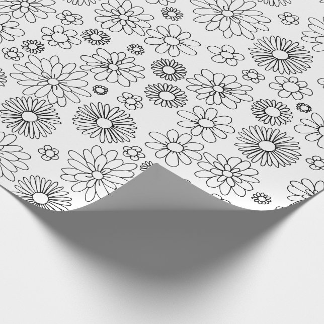 Colour Your Own Flowers Pattern Wrapping Paper (Corner)