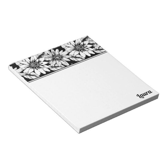 Colour Your Own | Flowers With Name Notepad (Angled)