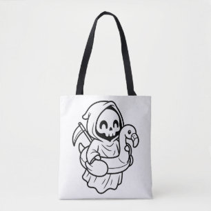 Colour Your Own Grim Reaper Flamingo Floatie Tote Bag