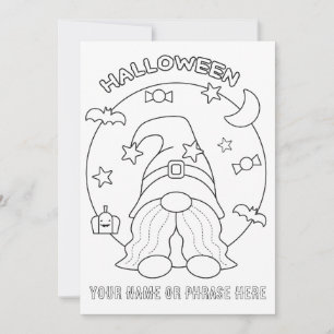 Colour Your Own Halloween Gnome with Moon Holiday Card