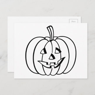 Colour-Your-Own Halloween Jack-O-Lantern Pumpkin Postcard