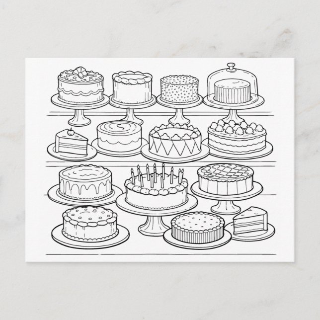 Colour Your Own Happy Birthday Postcard (Front)