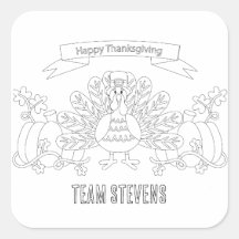 Colour Your Own Happy Thanksgiving Scene