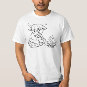 Colour‑Your‑Own Highland Cow Men’s T‑Shirt Campfir T-Shirt