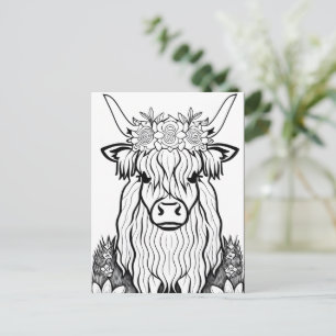 Colour Your Own! Highland Cow  Postcard
