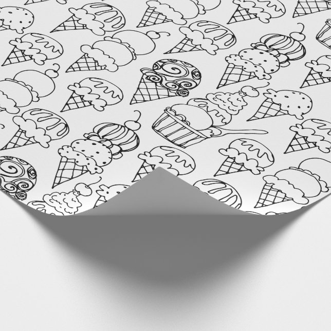 Colour Your Own Ice Cream Cones Wrapping Paper (Corner)