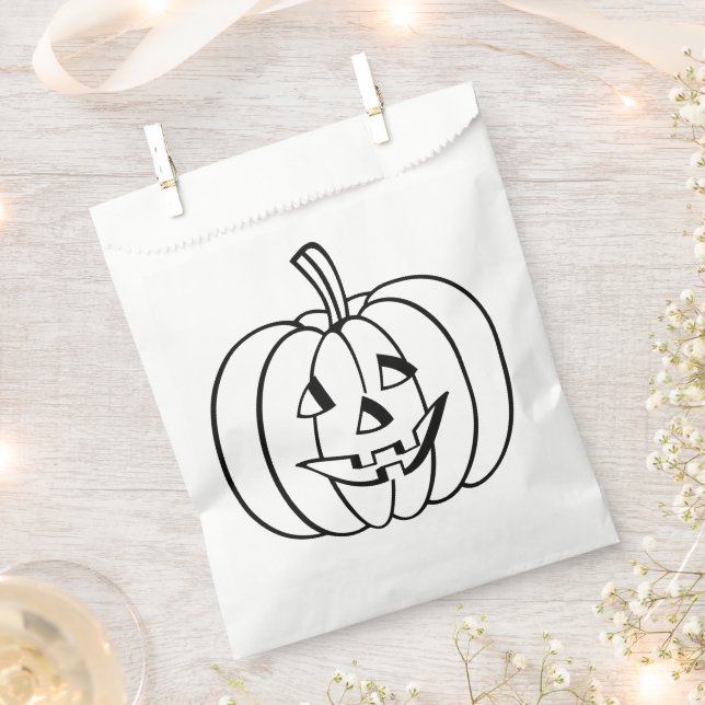Colour-Your-Own Jack-O-Lantern Halloween Pumpkin Favour Bag (Clipped)