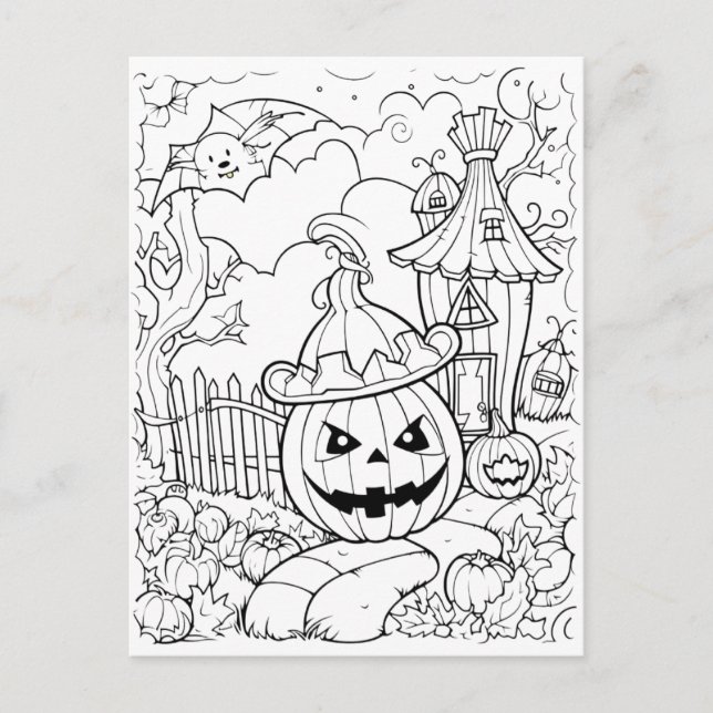 Colour Your Own Jack-o-Lantern Postcard (Front)