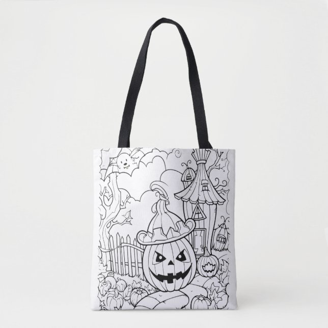 Colour Your Own Jack-o-Lantern Tote Bag (Front)