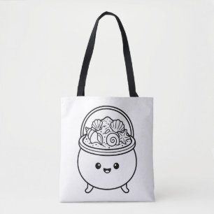 Colour Your Own Kawaii Cauldron Sand Seashells Tote Bag